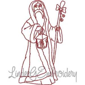 Picture of Santa with Lantern (3 sizes) Machine Embroidery Design