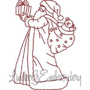 Picture of Santa Holding GIft (3 sizes) Machine Embroidery Design