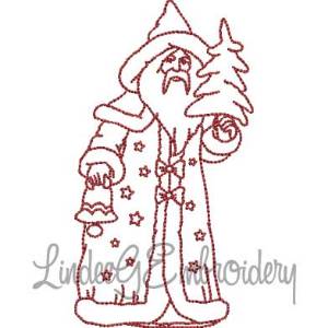 Picture of Santa Holding Tree (3 sizes) Machine Embroidery Design