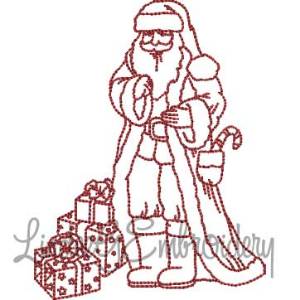 Picture of Santa with Gifts (3 sizes) Machine Embroidery Design