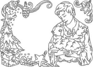 Picture of Boy with Lamb (6 sizes) Machine Embroidery Design
