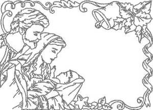Picture of Mary, Joseph, Baby Jesus (6 sizes) Machine Embroidery Design