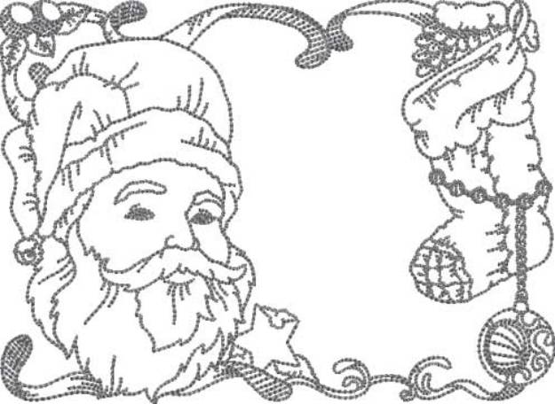 Picture of Santa with Stocking (6 sizes) Machine Embroidery Design