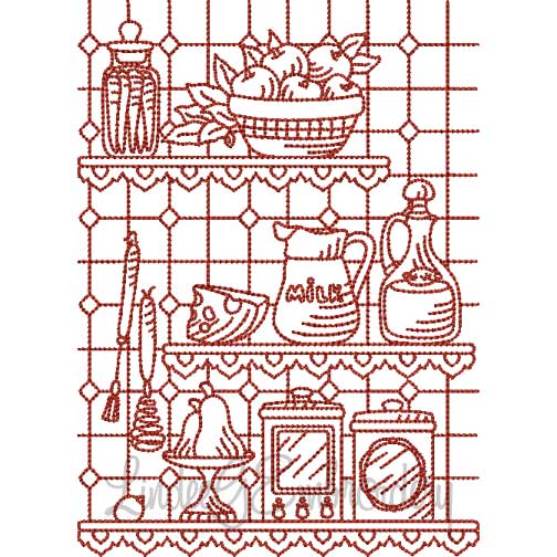 Vintage Kitchen 2 (5 sizes) Machine Embroidery Design