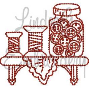 Picture of Button Jar on Shelf Machine Embroidery Design