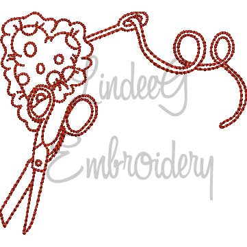 Scissors with Pin Cushion & Needle & Thread Machine Embroidery Design