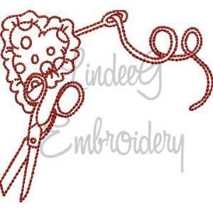 Picture of Scissors with Pin Cushion & Needle & Thread Machine Embroidery Design