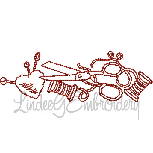 2 Spools with Scissors & Pin Cushion Machine Embroidery Design