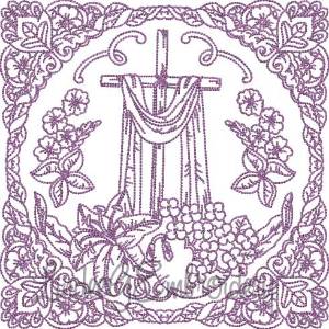 Picture of Cross with Lilies Easter Blocks (4 sizes) Machine Embroidery Design
