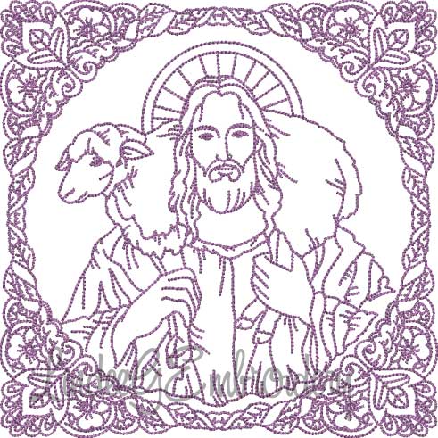 Jesus with Lamb Easter Blocks (4 sizes) Machine Embroidery Design