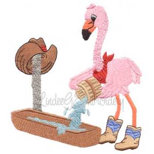 Picture of Flamingo at Water Trough Machine Embroidery Design