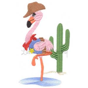 Picture of Flamingo with Cactus Machine Embroidery Design