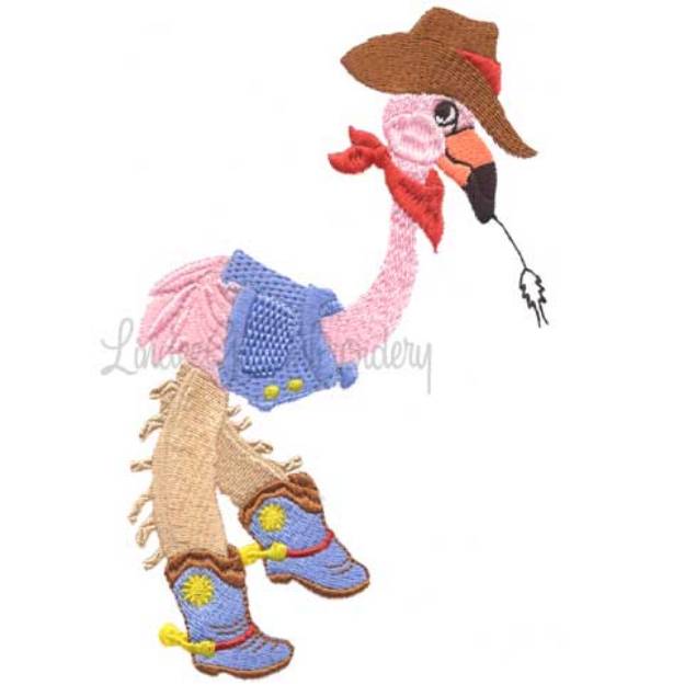 Picture of Flamingo with Spurs & Weed Machine Embroidery Design