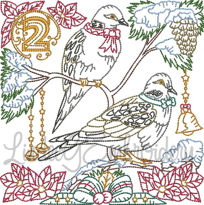 2 Turtle Doves (4 sizes) Machine Embroidery Design
