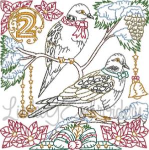 Picture of 2 Turtle Doves (4 sizes) Machine Embroidery Design