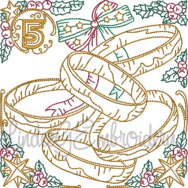 Picture of 5 Golden Rings (4 sizes) Machine Embroidery Design