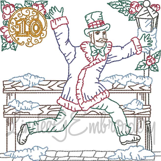 10 Lords a Leaping (4 sizes) Machine Embroidery Design