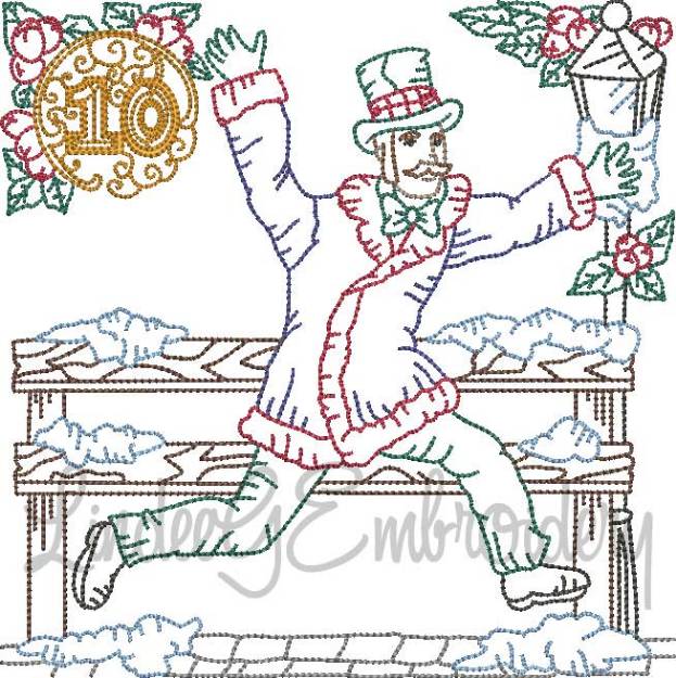 Picture of 10 Lords a Leaping (4 sizes) Machine Embroidery Design