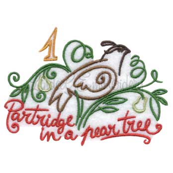 Partridge in a Pear Tree Machine Embroidery Design