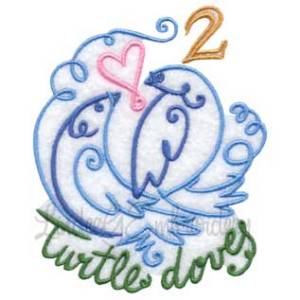 Picture of 2 Turtle Doves Machine Embroidery Design