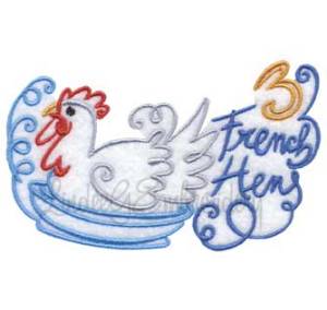 Picture of 3 French Hens Machine Embroidery Design