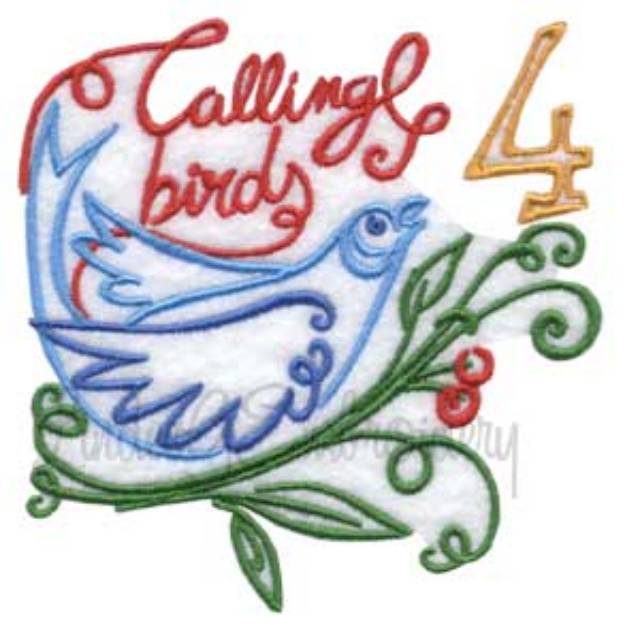 Picture of 4 Calling Birds Machine Embroidery Design