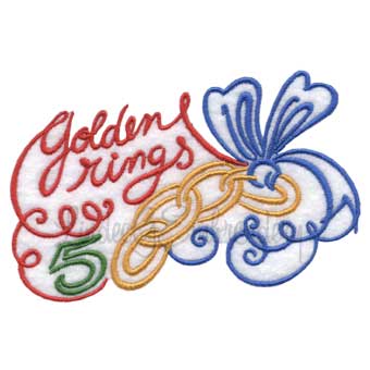 5 Golden Rings Machine Embroidery Design