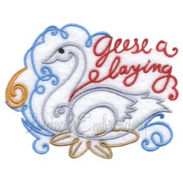 Picture of 6 Geese a Laying Machine Embroidery Design