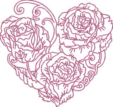 Rose Heart 4 (5 sizes) Machine Embroidery Design