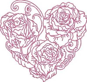 Picture of Rose Heart 4 (5 sizes) Machine Embroidery Design