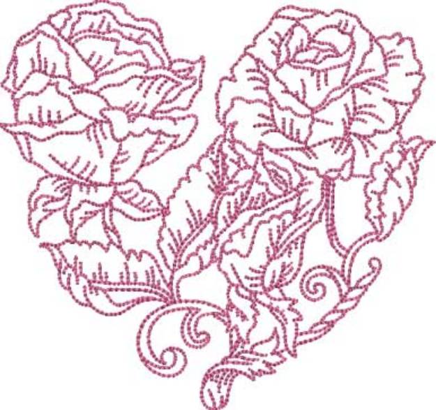 Picture of Rose Heart 5 (5 sizes) Machine Embroidery Design
