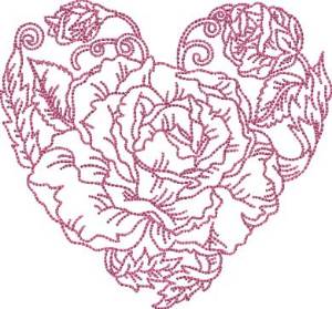 Picture of Rose Heart 6 (5 sizes) Machine Embroidery Design