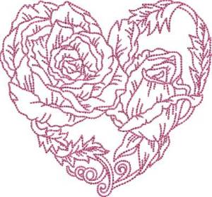 Picture of Rose Heart 7 (5 sizes) Machine Embroidery Design