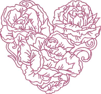 Rose Heart 8 (5 sizes) Machine Embroidery Design