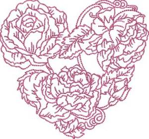 Picture of Rose Heart 9 (5 sizes) Machine Embroidery Design
