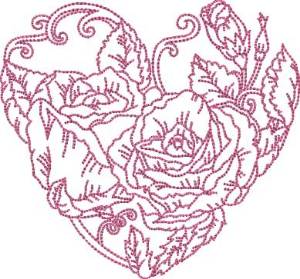 Picture of Rose Heart 10 (5 sizes) Machine Embroidery Design