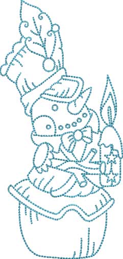 Snowman with Candle (4 sizes) Machine Embroidery Design