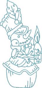 Picture of Snowman with Candle (4 sizes) Machine Embroidery Design