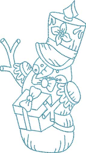 Snowman with Gift (4 sizes) Machine Embroidery Design