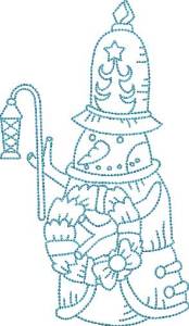 Picture of Snowman with Wreath (4 sizes) Machine Embroidery Design