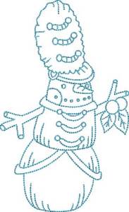 Picture of Snowman with Holly (4 sizes) Machine Embroidery Design