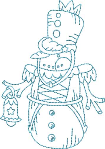 Snowman with Bell (4 sizes) Machine Embroidery Design