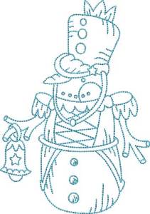 Picture of Snowman with Bell (4 sizes) Machine Embroidery Design