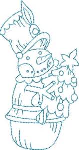 Picture of Snowman with Tree (4 sizes) Machine Embroidery Design