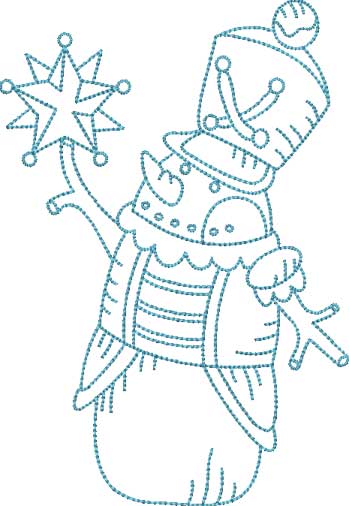 Snowman with Star (4 sizes) Machine Embroidery Design