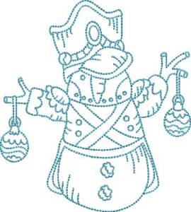 Picture of Snowman with Ornaments (4 sizes) Machine Embroidery Design