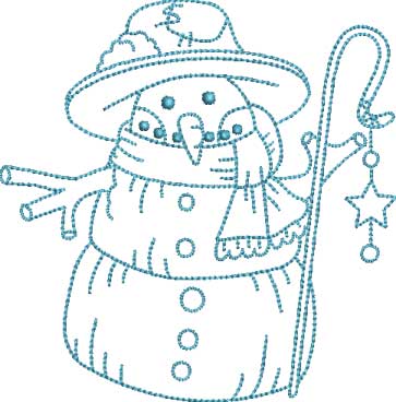 Snowman with Lamp (4 sizes) Machine Embroidery Design