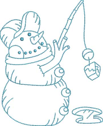 Snowman with Lamp (4 sizes) Machine Embroidery Design