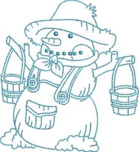 Picture of Snowman with Lamp (4 sizes) Machine Embroidery Design