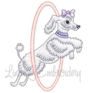 Picture of Dog Jumping through Hoop (4 sizes) Machine Embroidery Design